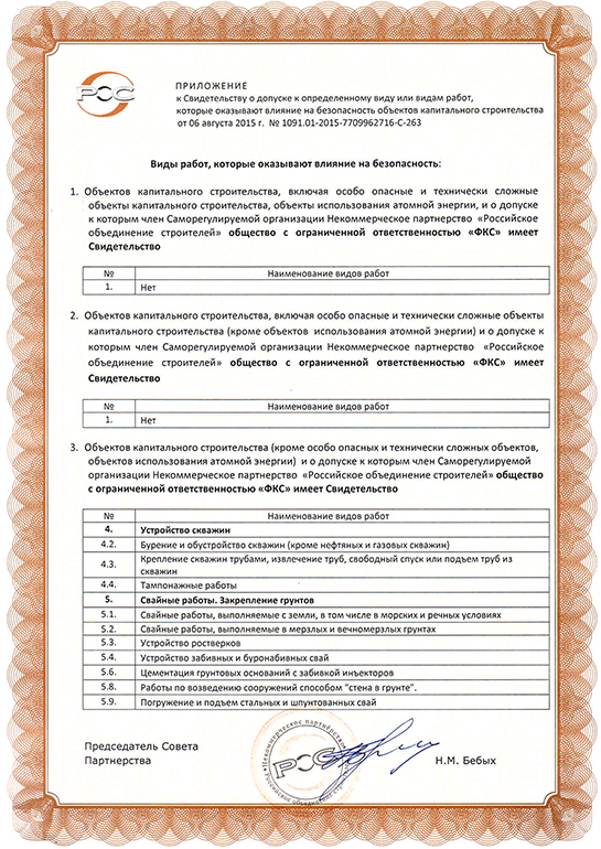 Свидетельство СРО ООО «ФКС-Новокубанск»